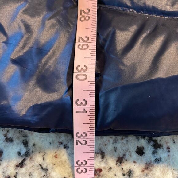 Michael Kors Womens Full Zip Faux Fur Collar Hooded Down Puffer Coat Navy Small - Picture 9 of 9